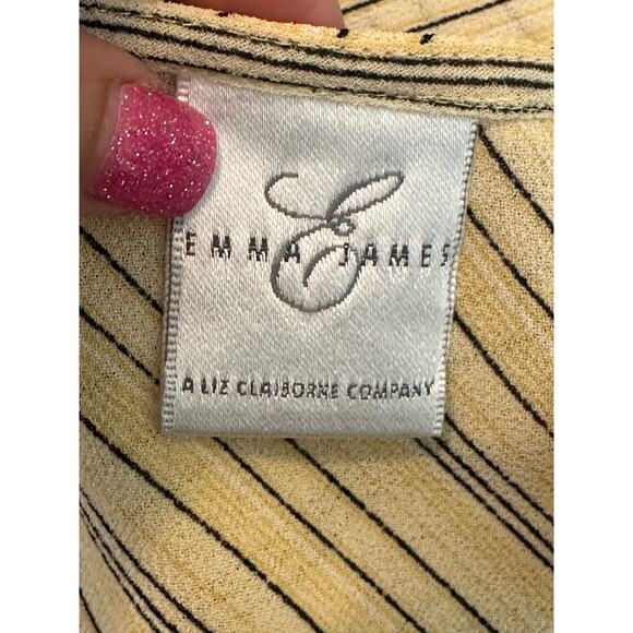 Liz Claiborne yellow striped sleeveless semi sheer blouse size 6 - Picture 3 of 10